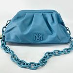Badgley Mischka New Vegan Ruched Convertible Clutch with removable chain; Blue Photo 1
