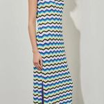 Ming Wang Modern Fit One Shoulder Column Maxi Dress Chevron Soft Knit Large NWT Photo 3