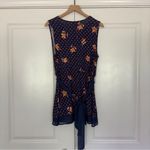 Modcloth Spring It On Me Wrap Top Cap sleeve Floral V-Neck Ruched Tie Bow Navy Photo 1