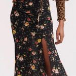 Veronica Beard  Black Floral Vanity Silk Midi Skirt Size 4 Photo 2