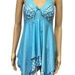 Hula Honey Blue Polka Dot Halter Tie Layered Tankini Top Womens Plus Size 3X Photo 0