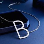 Silver Initial Pendant Necklace Letters A Photo 2