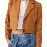 Free People  We The Free Block Party Crop Blazer Amber Large NWT Photo 0