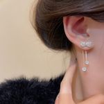 CZ Cubic Zirconia Bow Dangle Drop Earrings for Women Gold Photo 1