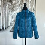CAbi Poseidon Puffer 914 Teal Blue Zip Up Mock Neck Outdoor Jacket - Size Small Photo 2