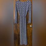 Lulus  Blue and White Long Sleeve Sheath Dress Photo 2