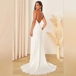 Lulus Eternity Together White Satin Halter Mermaid Maxi Dress Size L Size L Photo 7
