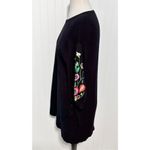 ZARA Floral Embroidered Sleeves Tie Knit Dress Sweater Black Women's Size Medium Photo 4