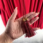 IMAN Womens Tops Size M Red Ruffled Tassels Size M Photo 5