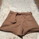 Loft Cuffed Paperbag High Waisted Twill Shorts Tan XL Photo 1
