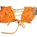 Toast Swim X Free People Signature Ruffle Bandeau Bikini Top Nectarine Orange XS Photo 0