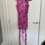 Miss Circle Alaina Fuchsia Floral Ruffle Mesh Dress Pink Size M Photo 2