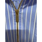 Calvin Klein  Blue White Nautical Vertical Striped Full Zip Collared Shirt Size L Photo 4