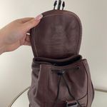 Vintage Dark Brown Genuine Leather Bucket Drawstring Mini Backpack Photo 12