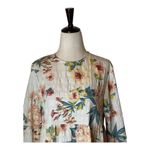 ZARA  Dress Women XS Ivory Ecru Floral‎ Print Long Sleeve Babydoll Mini Boho Photo 3