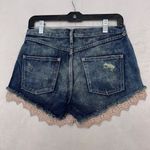 Free People Crochet Lace Trim High Rise Denim Jean Distressed Shorts Sz 25 Photo 4