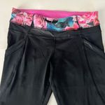 Lululemon Chase Me Crop II Black / Secret Garden Luxtreme & Mesh & Faux Leather Photo 4