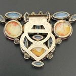 Unique Vintage PAT. 1.801.128 Cabochon Marquis Moonstone Triangle Dress/Fur Clip Photo 12