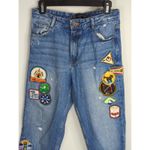 ZARA  Medium Wash Blue Patchwork Mom Jeans Women's 4 High Waist Tapered Leg Photo 2