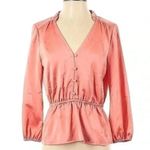 J.Crew | V-neck Button-detail Peplum Blouse Top Pink Coral Size 2 XS Photo 1