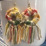 Crochet Boho Fringe Earrings (Handmade) Photo 2