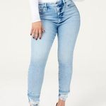 Good American  Good Waist Skinny Cropped Chewed Hem Jeans Photo 0