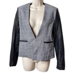 VEDA Leather Sleeve Smoke Blazer Jacket sz M Size M Photo 1