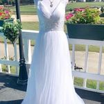 None Wedding Dress Sequin Beaded Sheer Back Full Skirt Actual Size 10 Photo 0