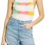 Free People ‎ Women's Sleeveless Easy Breezy Funky Stripe Tank Top White S Photo 2