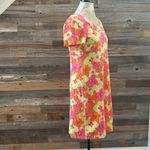 Lilly Pulitzer  Neon Floral Shirt Sleeve Cotton T-Shirt Dress Size Medium Photo 4