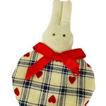 Bunny Heart Broach Pin Handmade Vintage Jewelry White Red Blue Photo 1