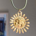 Handmade gold tone stainless steel sun boho retro vintage style necklace☀️ Photo 1
