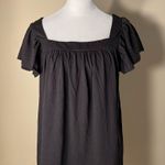 Chaser Black Flutter Sleeve Square Neck Tee Medium Photo 0