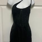 UNBRANDED Black Double One Shoulder Strap Rhinestone Mini Corset Slip Dress Size L Photo 2