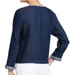 Eileen Fisher Organic Cotton Double Weave Short Jacket Women's Small Blue Casual Photo 2