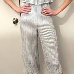 Japna  Blue White Striped Tube Top Strapless Capri Pantsuit Women's Sz XS​ Photo 1