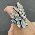Vintage Boho Floral Shaped Gemstone Stretch Band Ring Jewelry Silver Photo 0