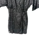 She & Sky  Size Small Black Sequin Short Sleeve Wrap Style Romper Holiday Party Photo 2