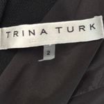 Trina Turk  Black Dress Size 2 Floral Embroidered Ruffle Sleeve Cocktail Photo 6