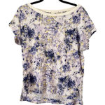 Anthropologie  Purple Floral Short Sleeve Cotton T-Shirt Womens Size Medium Photo 0