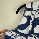 Ariella | Navy and White Textured Paisley Crossover Front Blouse Size Large Photo 2