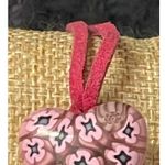 Murano Glass Bracelet Pink Leather Silver tone heart adjustable 9" at longest Photo 2