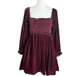 Free People  Dainty Renaissance Daphne Velvet Mini Dress Burgundy Brown Large Photo 9