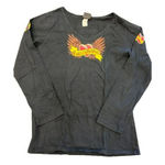 Harley Davidson Womens Black Heart Wings Cotton V Neck Long Sleeve T Shirt Sz 1X Photo 0