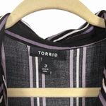 Torrid  Womens Plus 3X Challis Maxi Shirt Kimono Open Duster Black White Stripe Photo 4