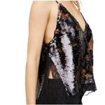 Free People  Intimately Swinging Surplice Sequin Black and Gold Camisole Top Photo 2