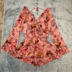 Mossimo Supply Co . Pink Floral Rose Romper Long Bell Sleeves Romantic Size Small Photo 2