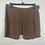 Brochu Walker Size P (XS/S) 100% Silk Brown Cuffed Mini Shorts Photo 1