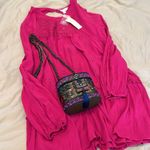 NWT Adiva bright pink LS mini dress or tunic keyhole flowy flouncy ruffles lace Pink Photo 12