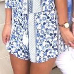 These Three Boutique Blue and White Strapless Romper Photo 0